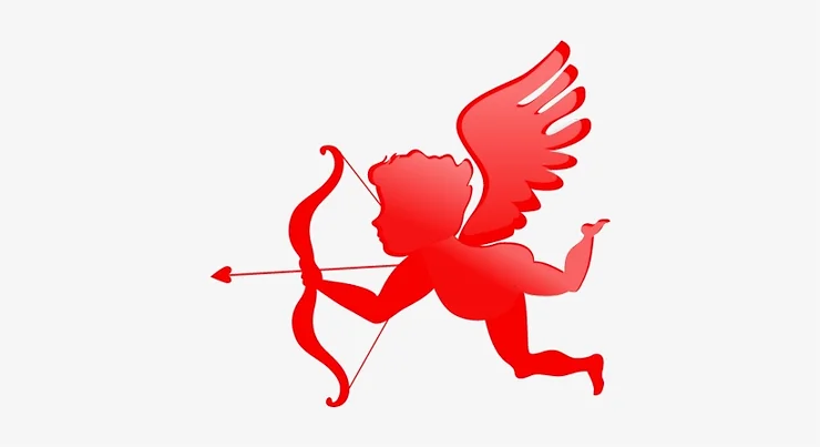 An icon of Cupid in red